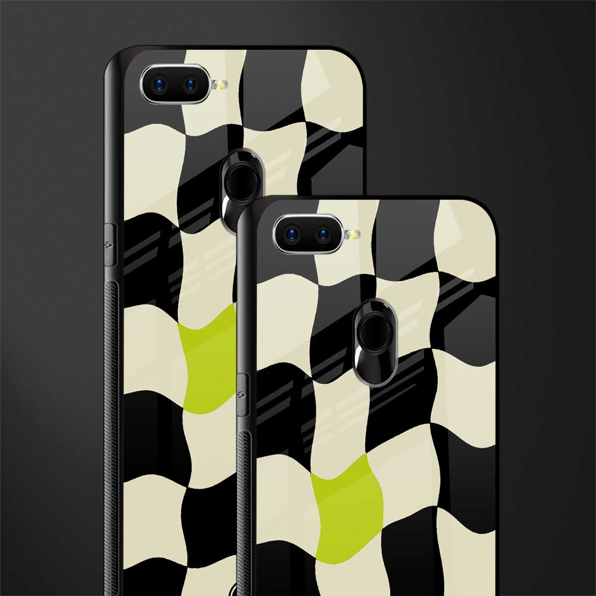 trippy pastel checks glass case for oppo a12 image-2