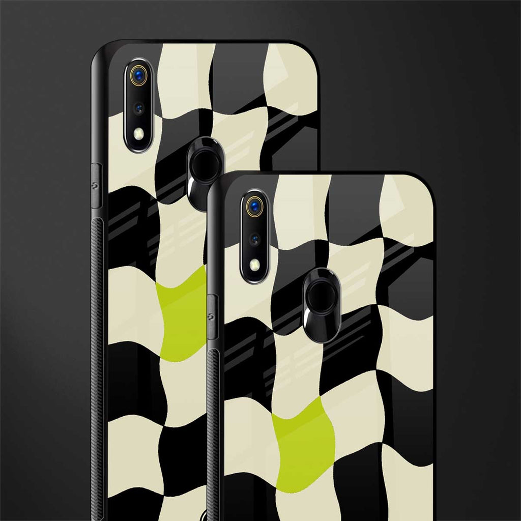 trippy pastel checks glass case for realme 3 pro image-2