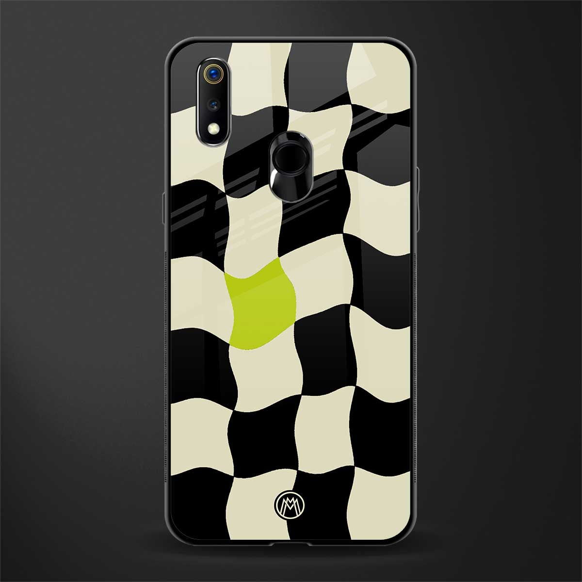 trippy pastel checks glass case for realme 3i image