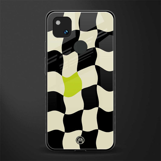 trippy pastel checks back phone cover | glass case for google pixel 4a 4g
