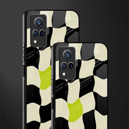 trippy pastel checks glass case for vivo v21 5g image-2