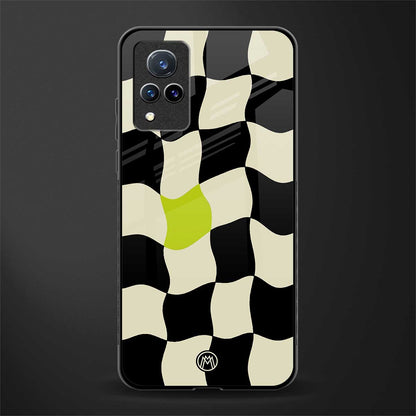 trippy pastel checks glass case for vivo v21 5g image