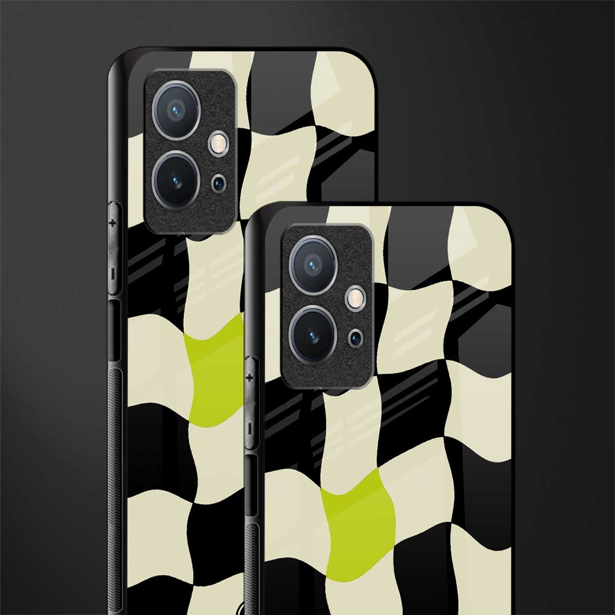 trippy pastel checks glass case for vivo y75 5g image-2