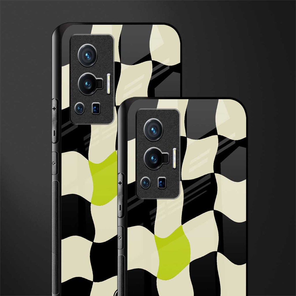trippy pastel checks glass case for vivo x70 pro image-2
