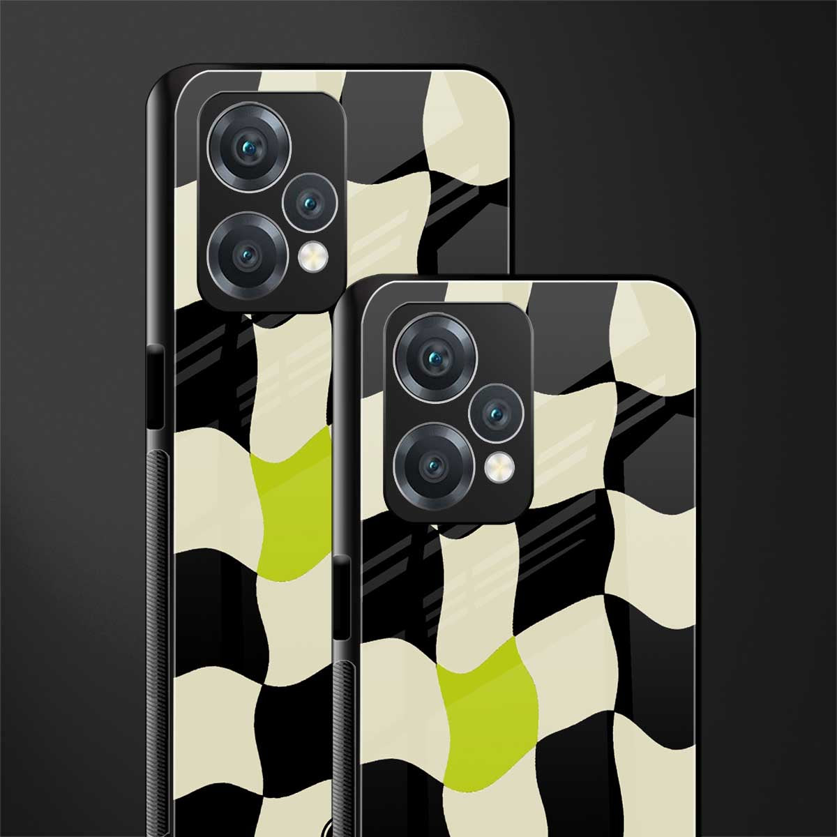 trippy pastel checks back phone cover | glass case for realme 9 pro 5g