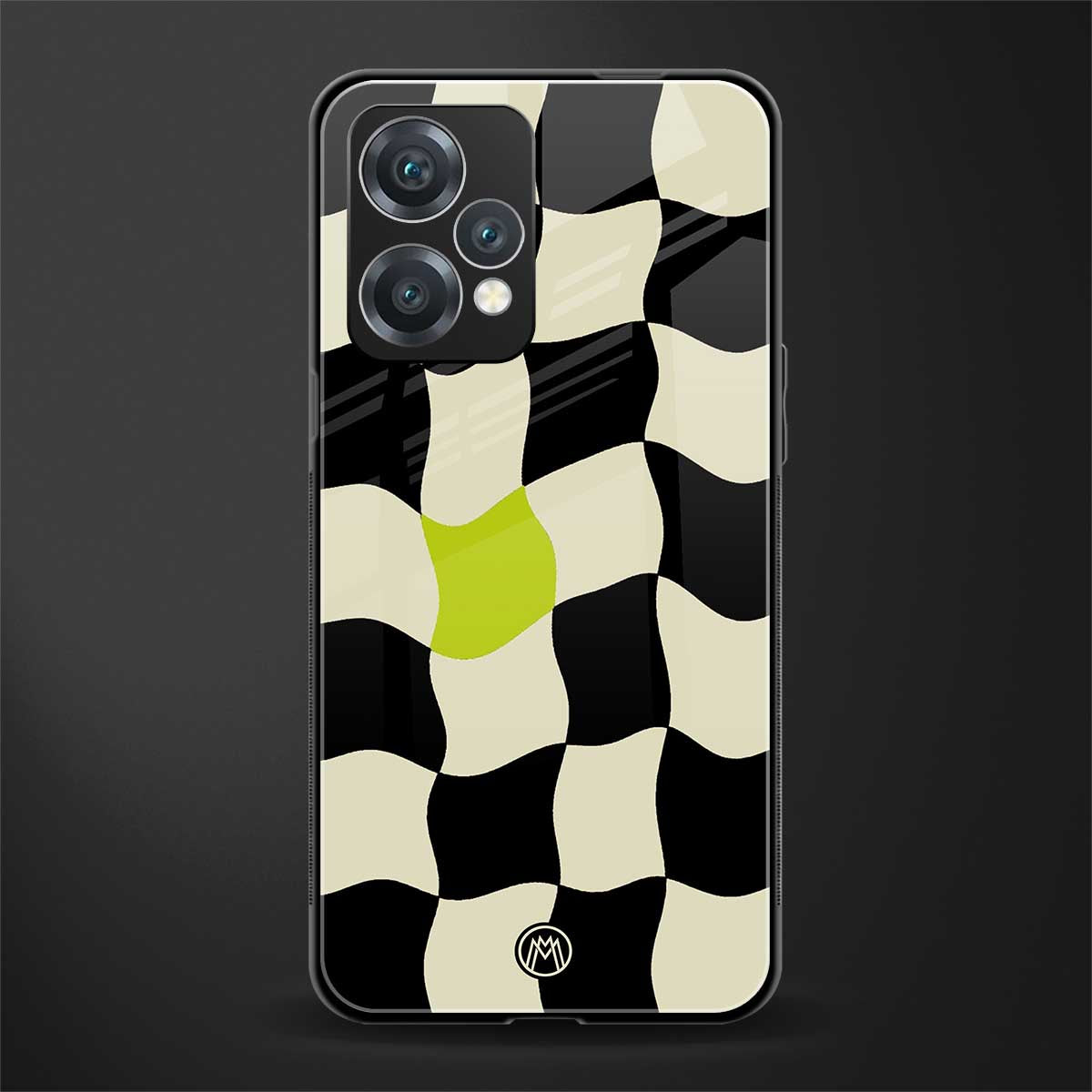 trippy pastel checks back phone cover | glass case for realme 9 pro 5g