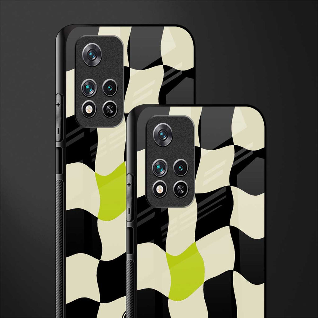 trippy pastel checks glass case for xiaomi 11i 5g image-2