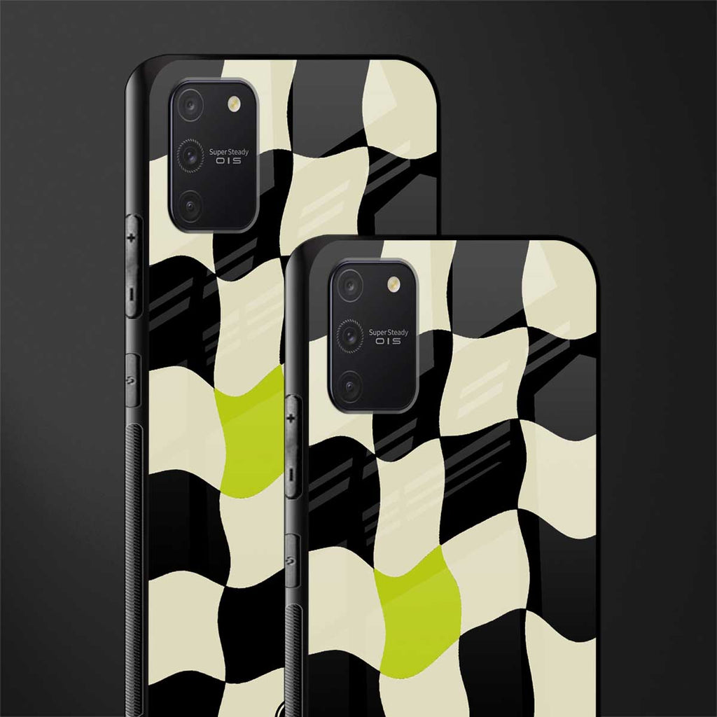 trippy pastel checks glass case for samsung galaxy a91 image-2