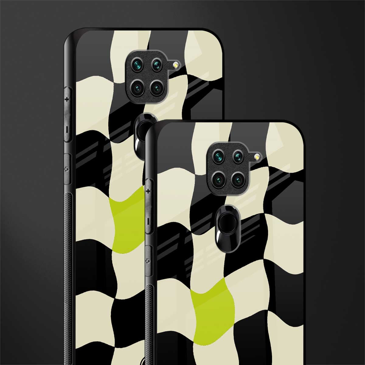 trippy pastel checks glass case for redmi note 9 image-2
