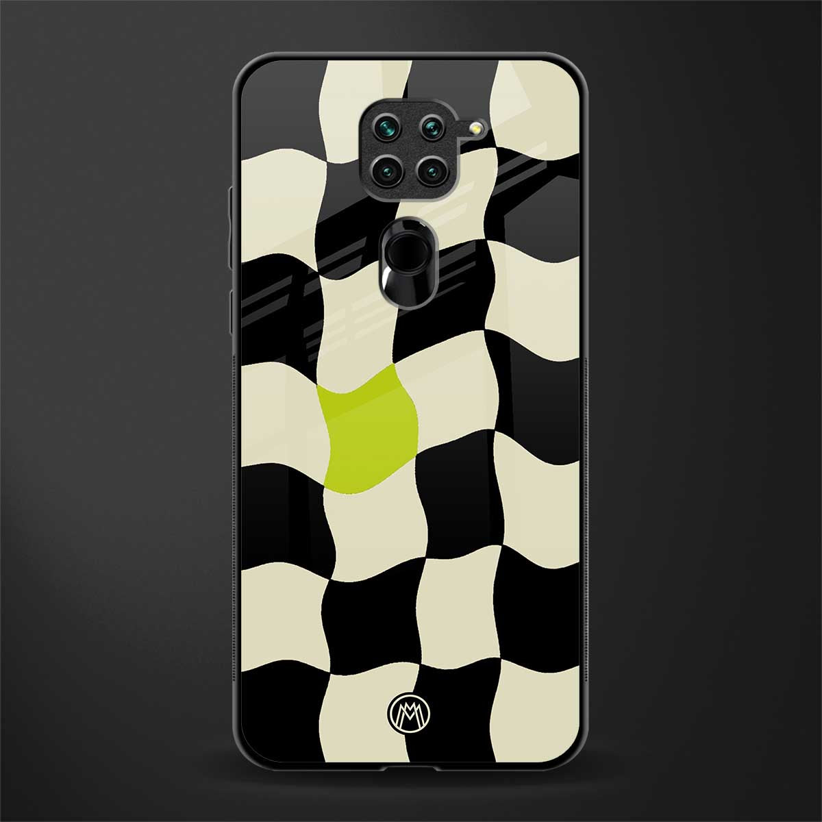 trippy pastel checks glass case for redmi note 9 image