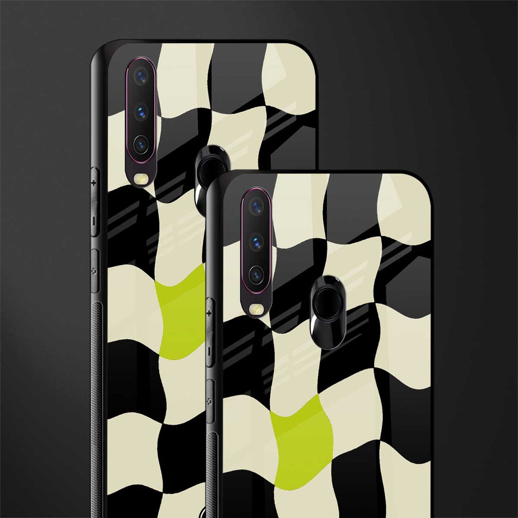 trippy pastel checks glass case for vivo y12 image-2