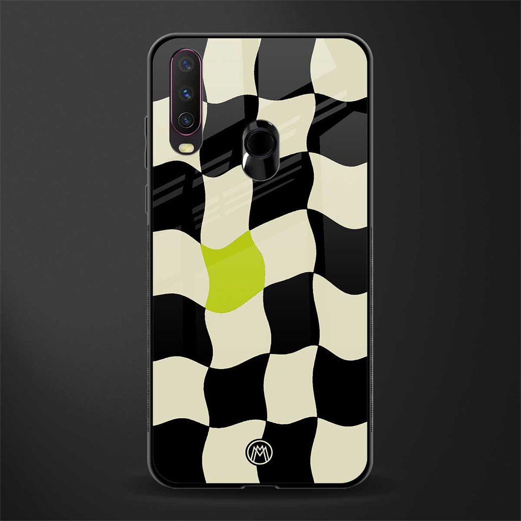 trippy pastel checks glass case for vivo y17 image
