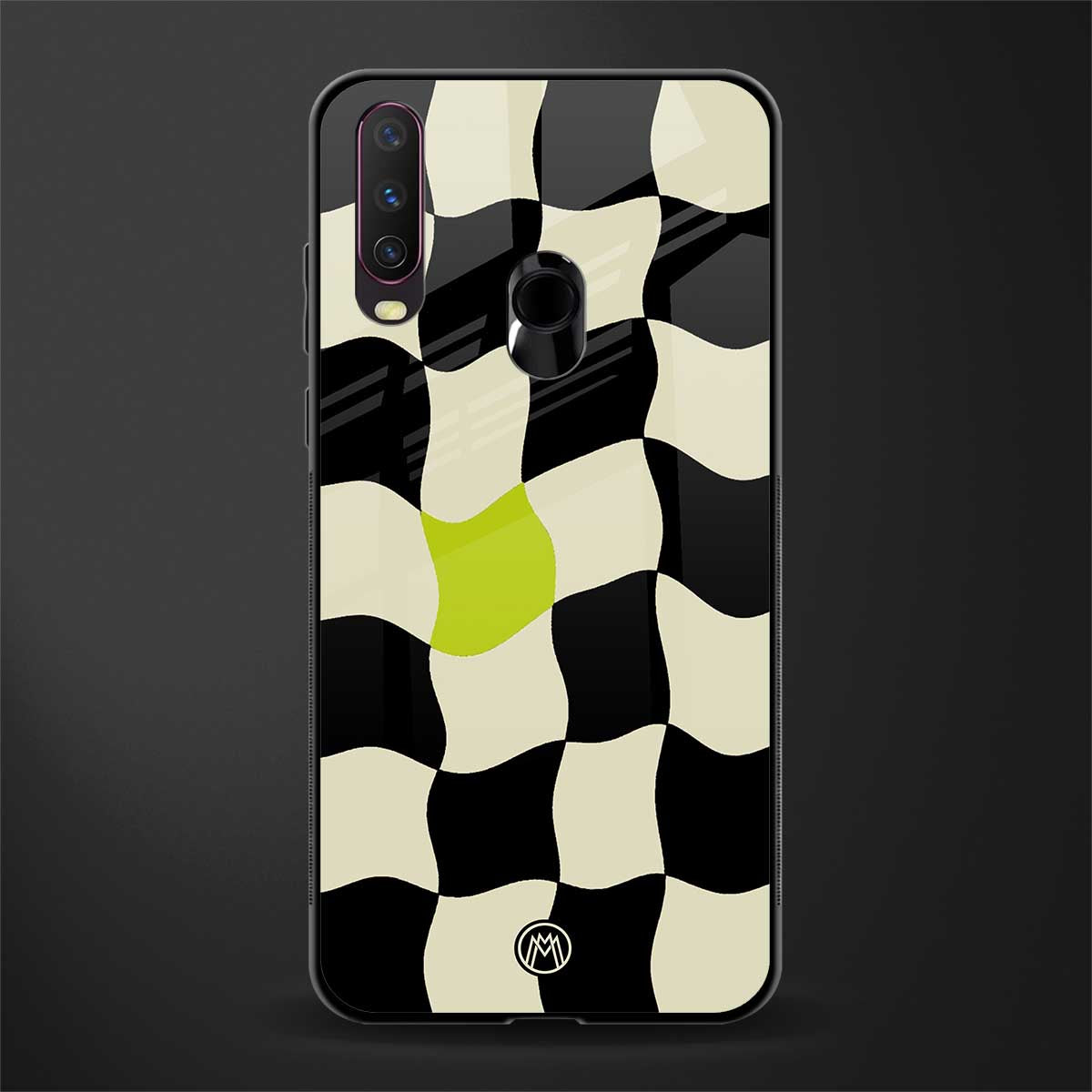 trippy pastel checks glass case for vivo y17 image