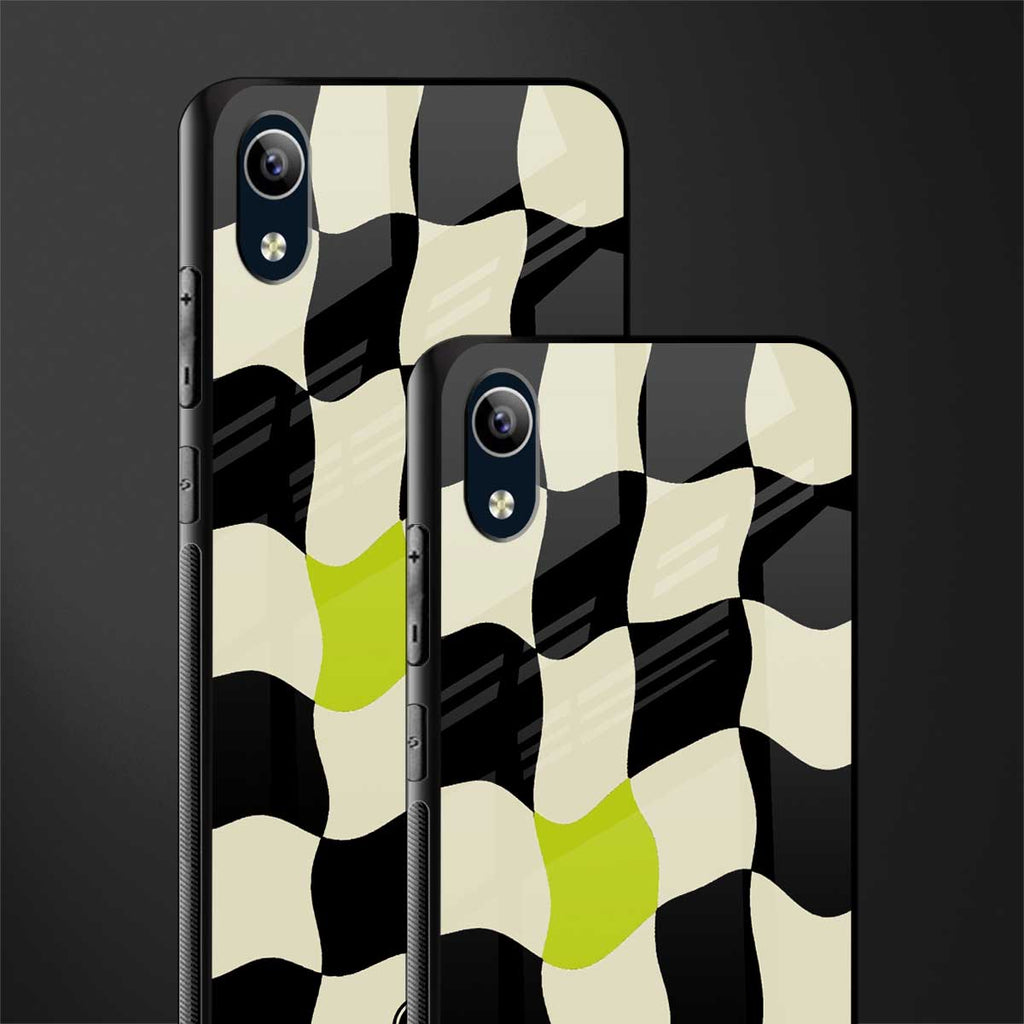 trippy pastel checks glass case for vivo y1s without fingerprint image-2