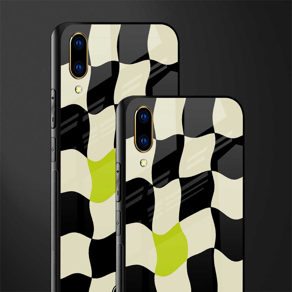 trippy pastel checks glass case for vivo v11 pro image-2