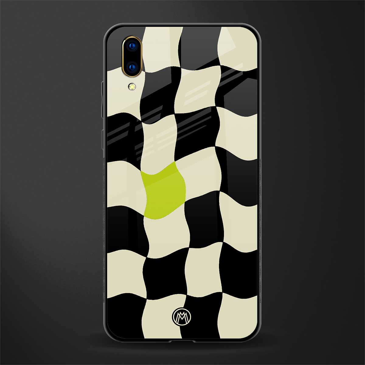 trippy pastel checks glass case for vivo v11 pro image