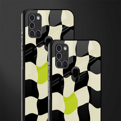 trippy pastel checks glass case for samsung galaxy a21s image-2