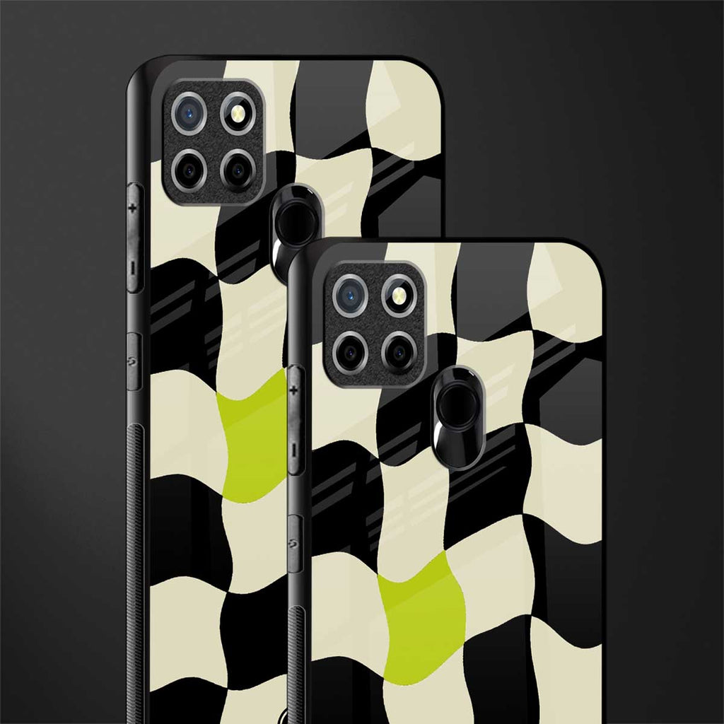 trippy pastel checks glass case for realme narzo 30a image-2