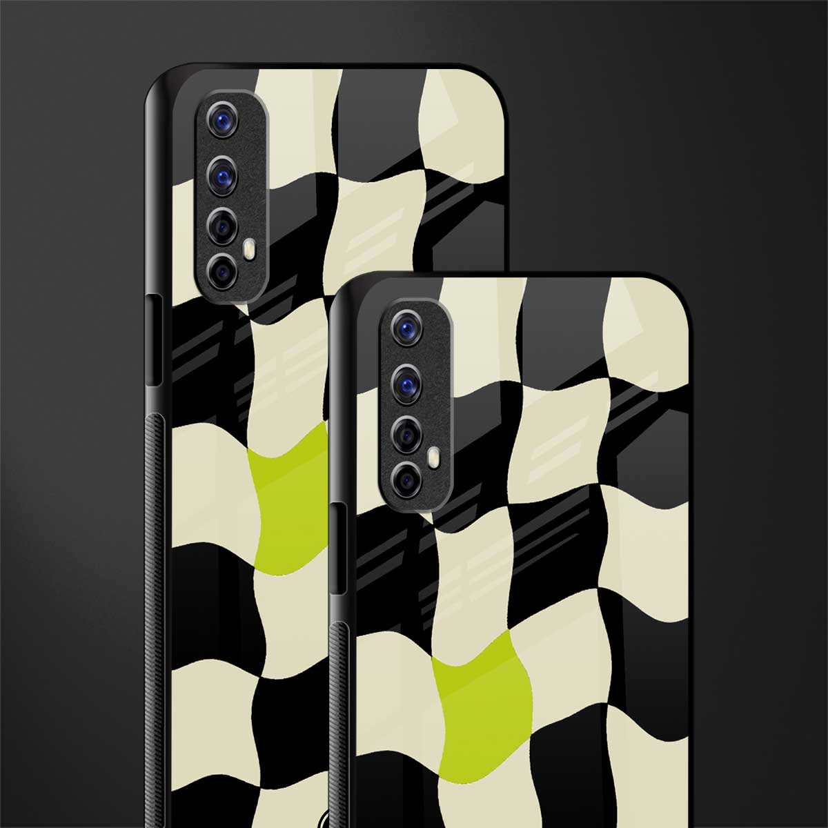 trippy pastel checks glass case for realme 7 image-2