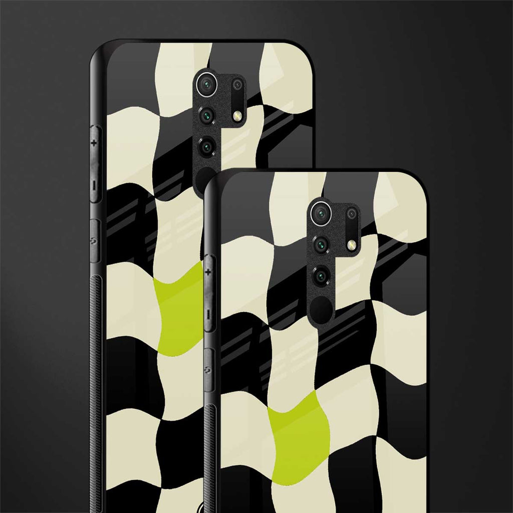 trippy pastel checks glass case for redmi 9 prime image-2