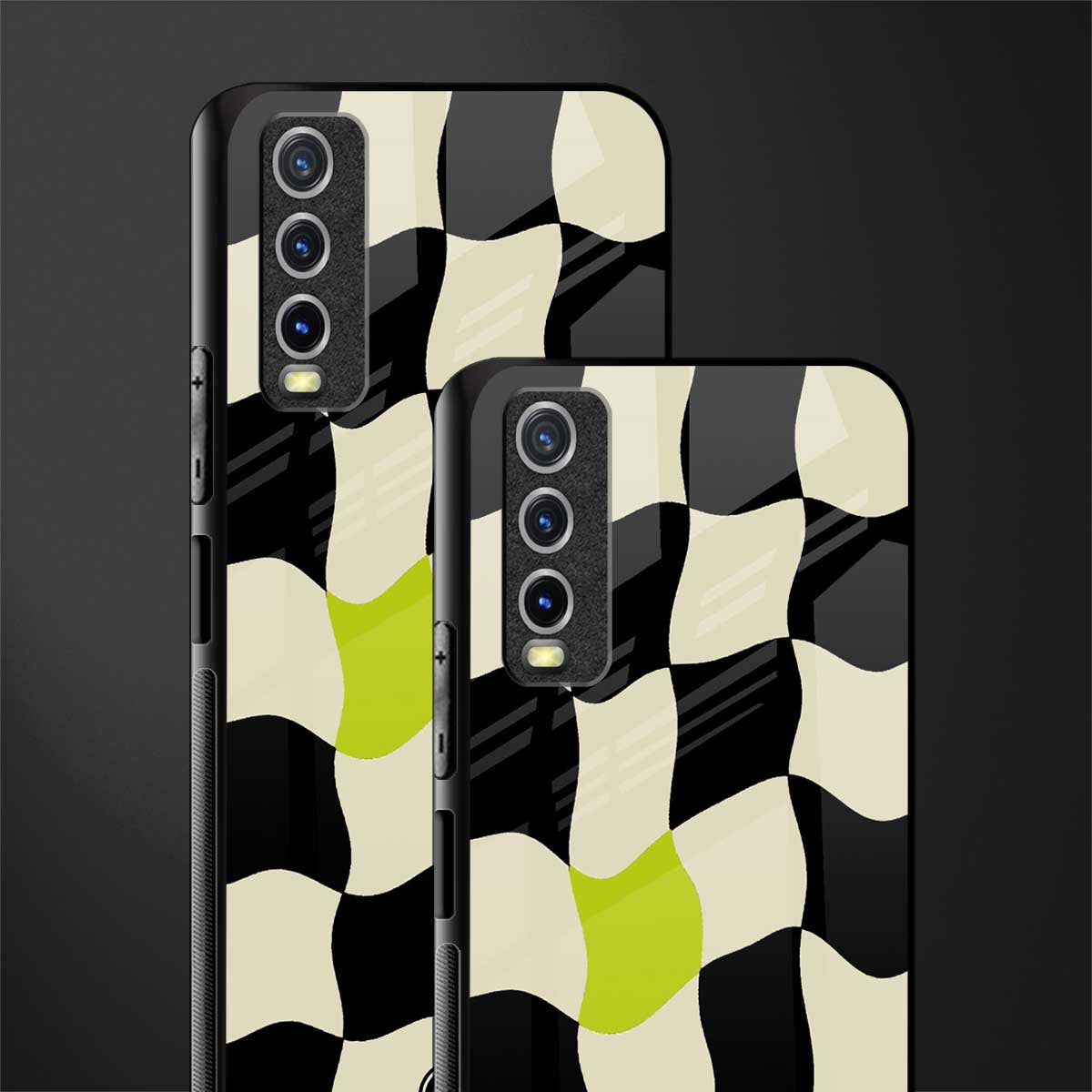 trippy pastel checks glass case for vivo y12g image-2