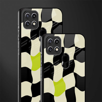 trippy pastel checks glass case for oppo a15s image-2