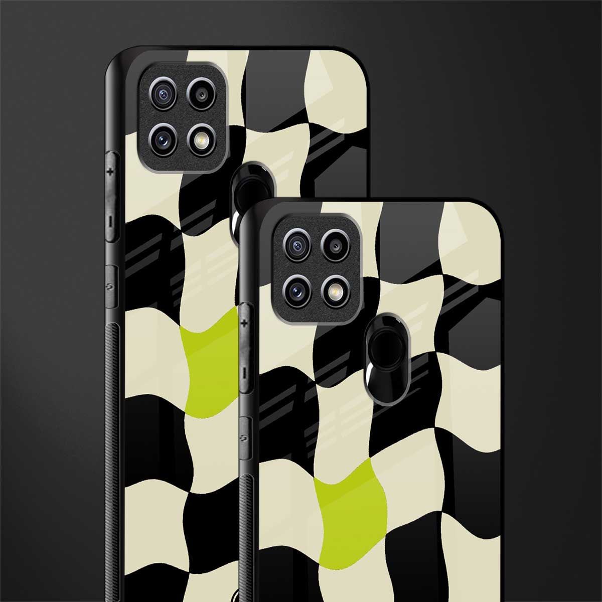 trippy pastel checks glass case for oppo a15 image-2