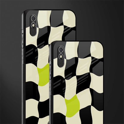 trippy pastel checks glass case for redmi 9a image-2