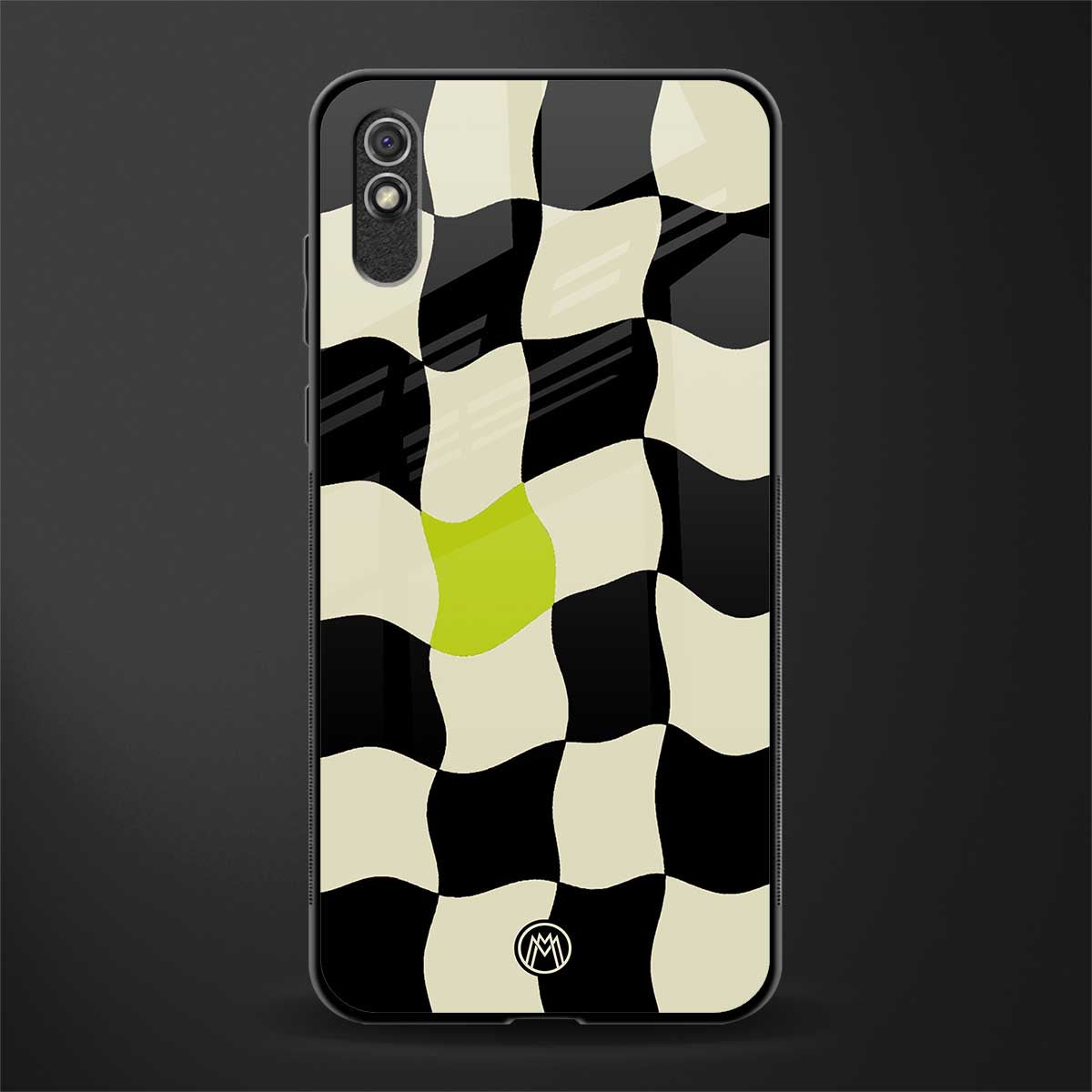 trippy pastel checks glass case for redmi 9i image