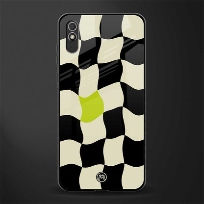 trippy pastel checks glass case for redmi 9i image