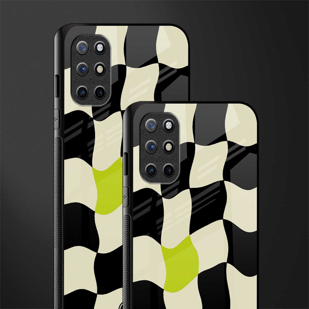 trippy pastel checks glass case for oneplus 8t image-2