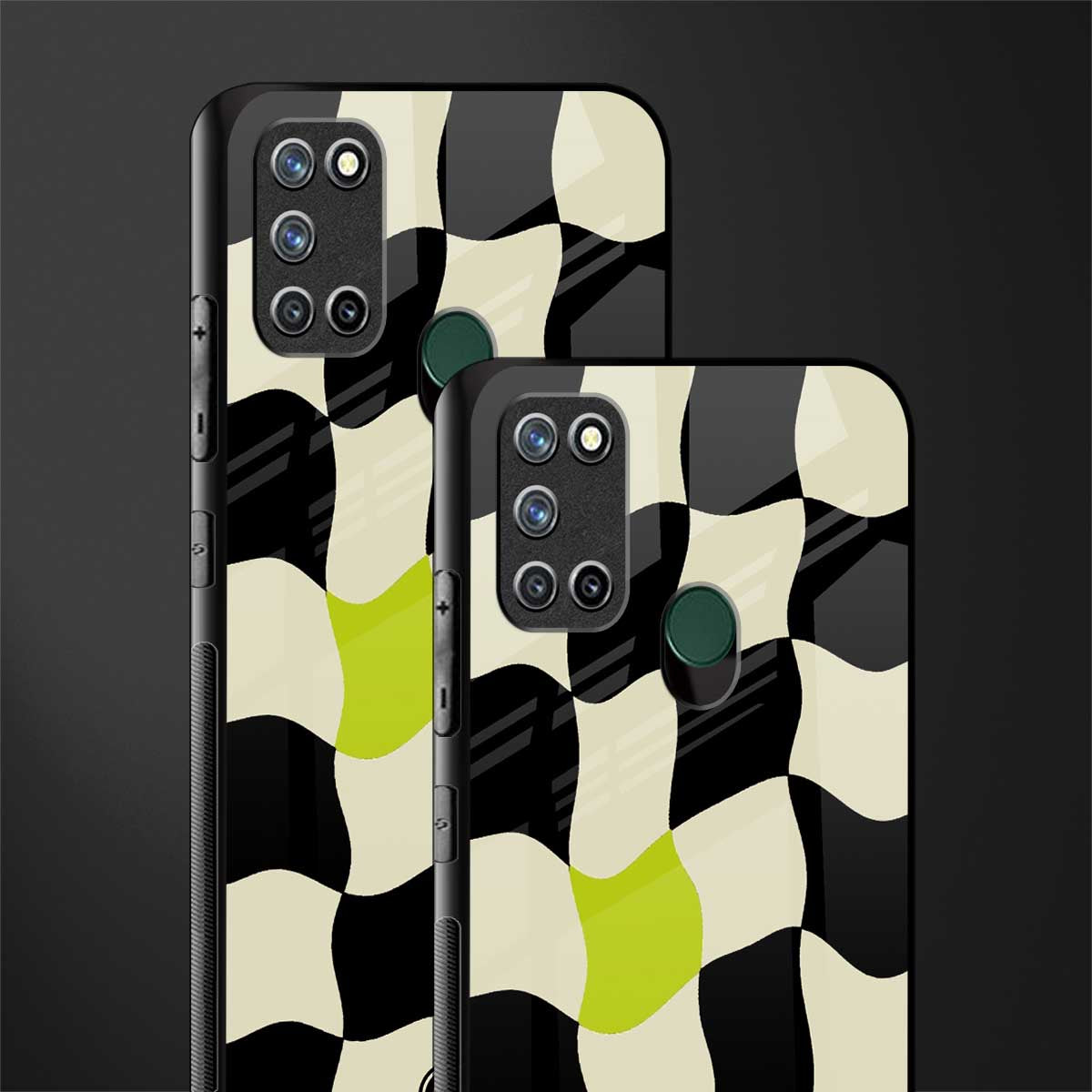 trippy pastel checks glass case for realme 7i image-2