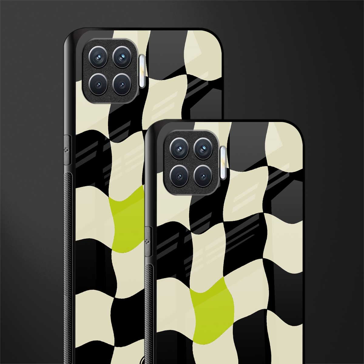 trippy pastel checks glass case for oppo f17 image-2