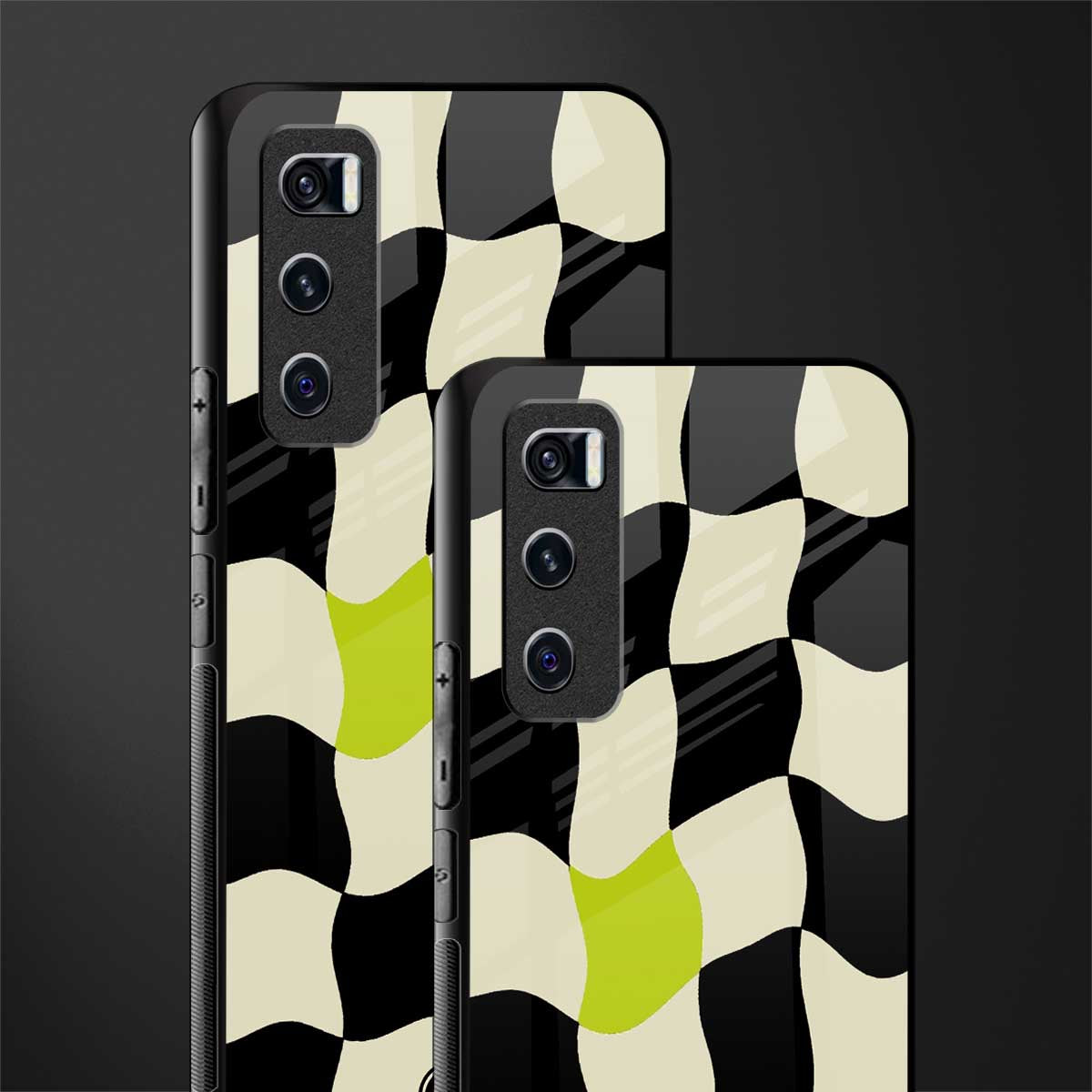 trippy pastel checks glass case for vivo v20 se image-2