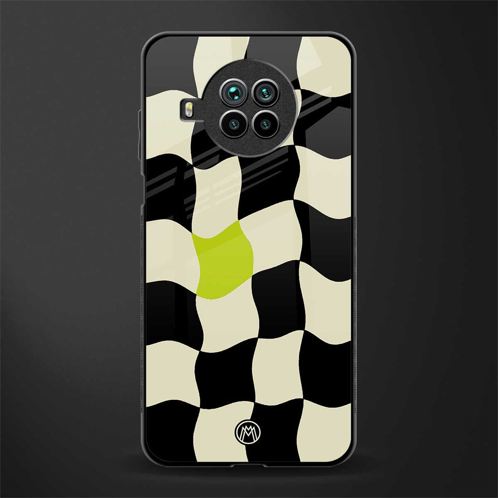 trippy pastel checks glass case for mi 10i image