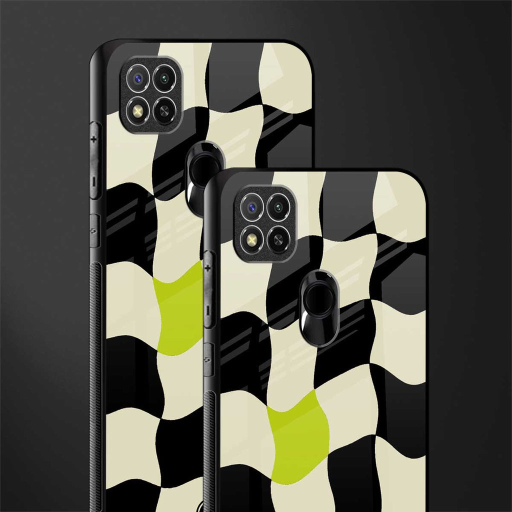 trippy pastel checks glass case for redmi 9c image-2