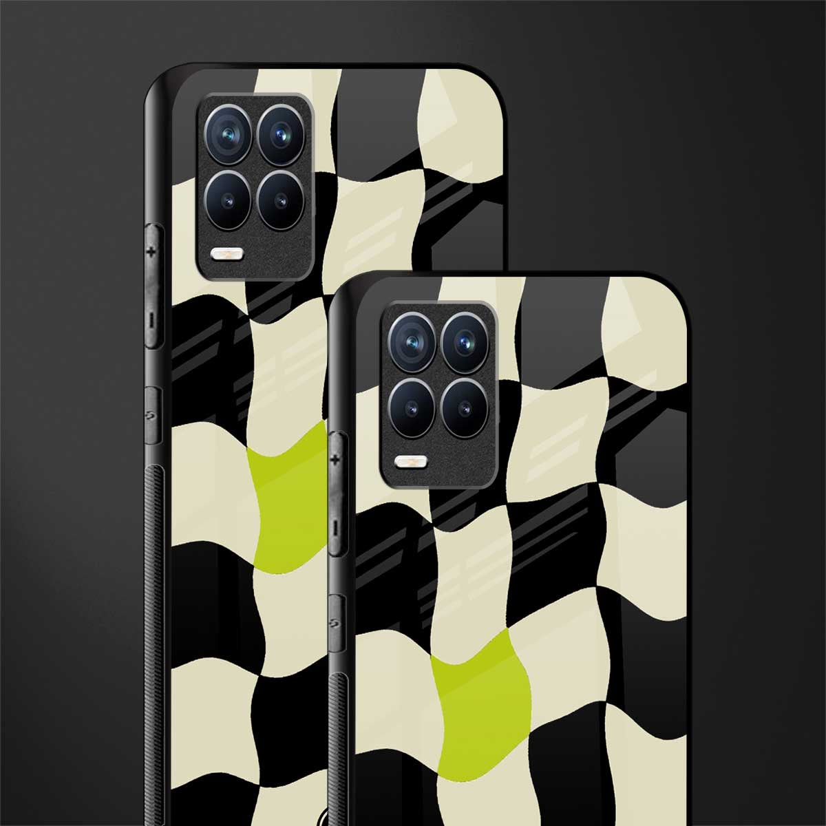 trippy pastel checks glass case for realme 8 pro image-2