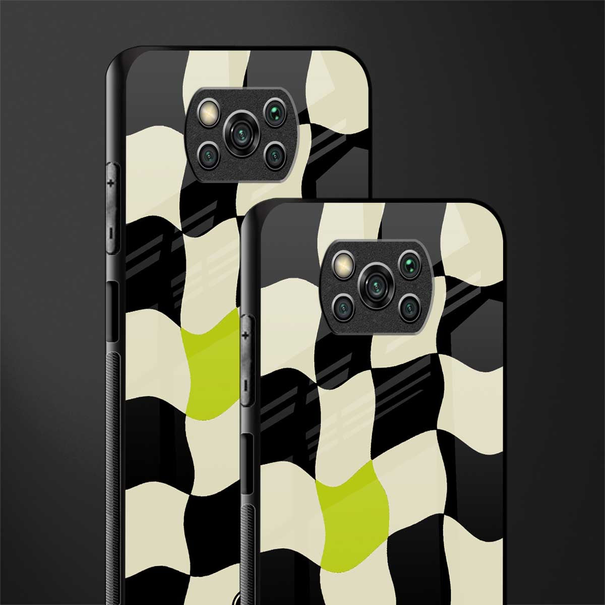 trippy pastel checks glass case for poco x3 image-2