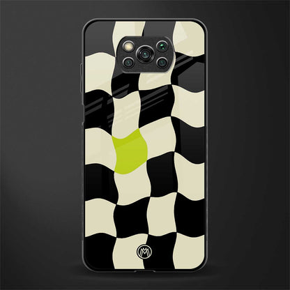 trippy pastel checks glass case for poco x3 image
