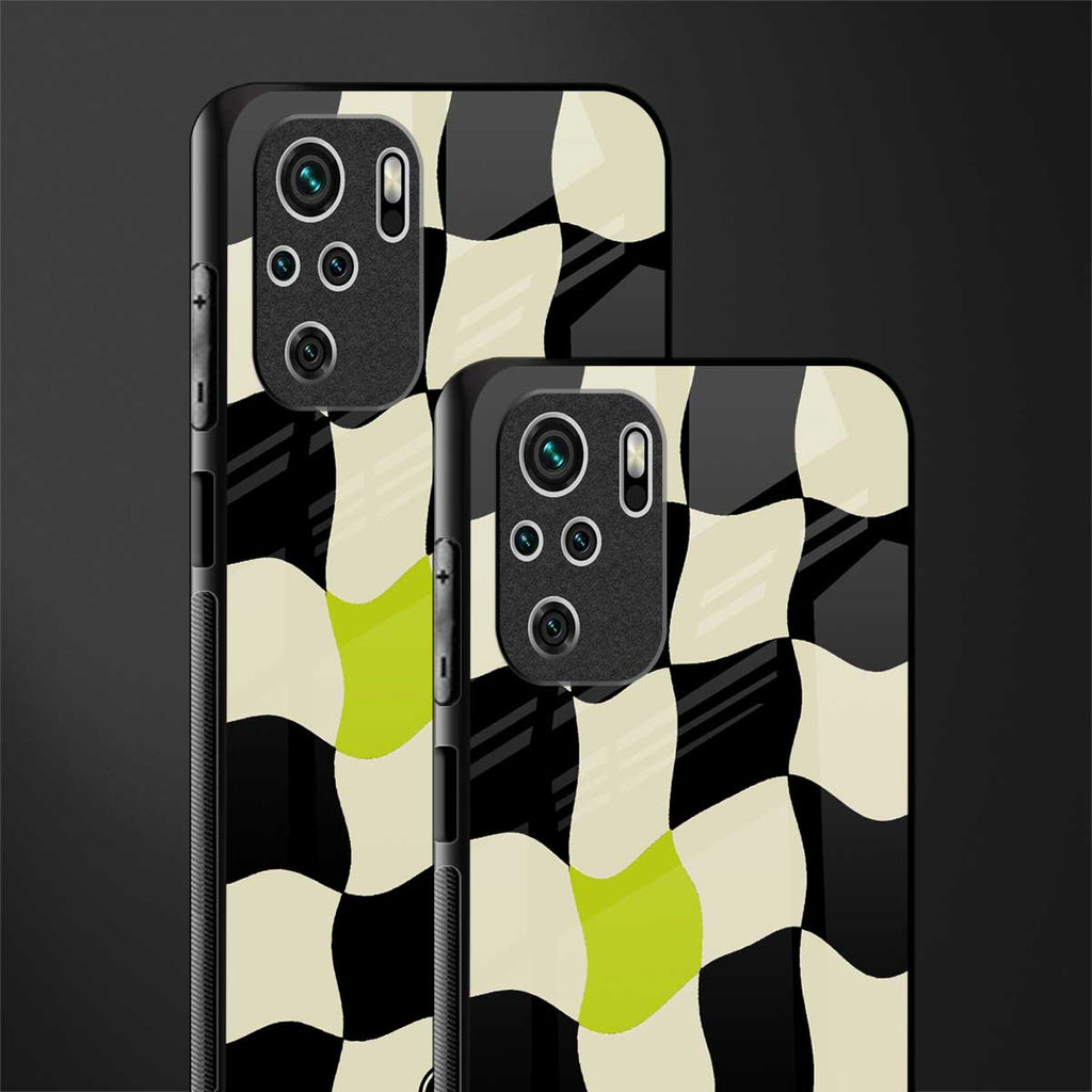 trippy pastel checks glass case for redmi note 10 image-2