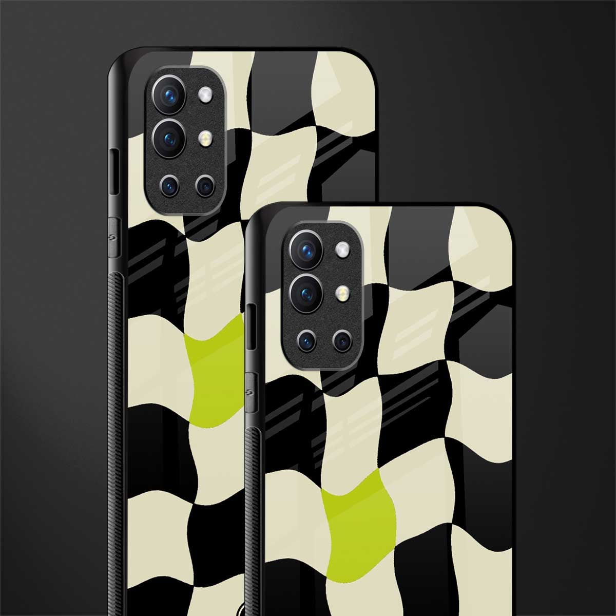 trippy pastel checks glass case for oneplus 9r image-2