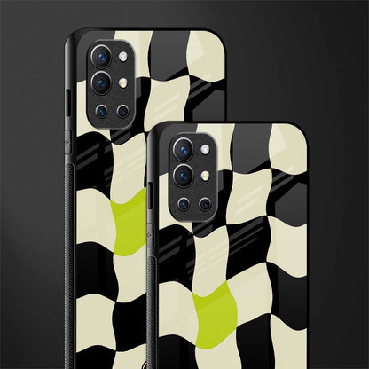 trippy pastel checks glass case for oneplus 9r image-2