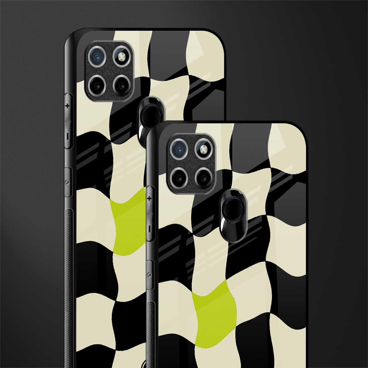 trippy pastel checks glass case for realme c21 image-2