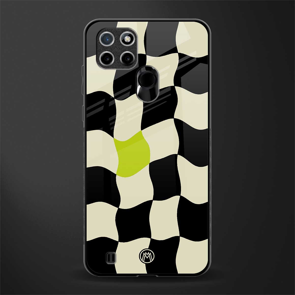 trippy pastel checks glass case for realme c21 image