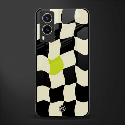 trippy pastel checks glass case for vivo v21e 5g image