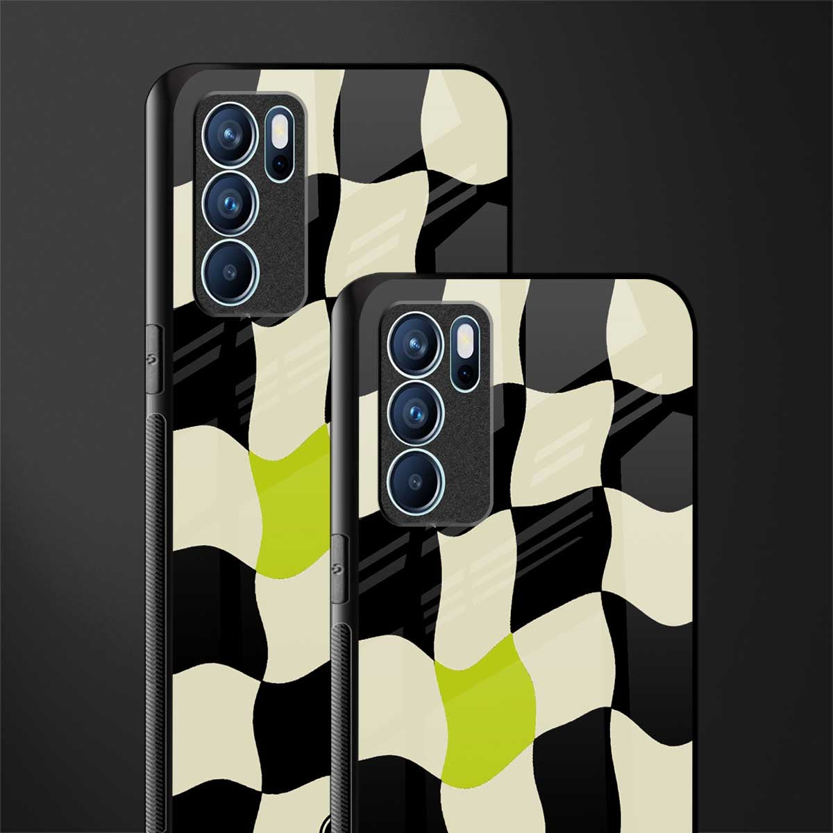 trippy pastel checks glass case for oppo reno6 5g image-2