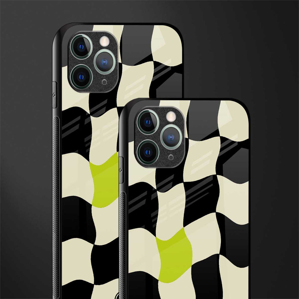trippy pastel checks glass case for iphone 11 pro max image-2
