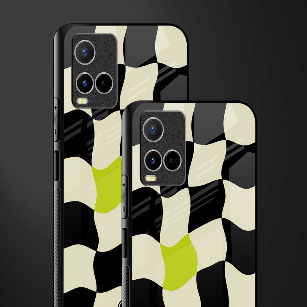 trippy pastel checks glass case for vivo y21s image-2