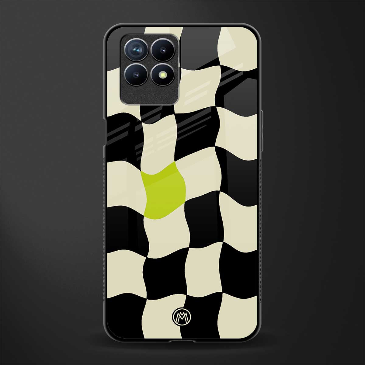 trippy pastel checks glass case for realme 8i image