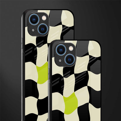 trippy pastel checks glass case for iphone 13 image-2
